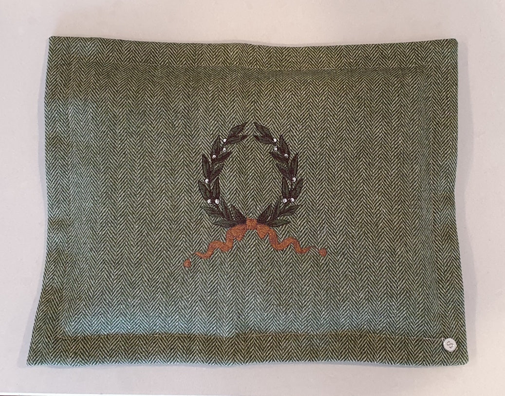 'Forest Glades' Herringbone Embroidered Wrap & Pillowcase Set